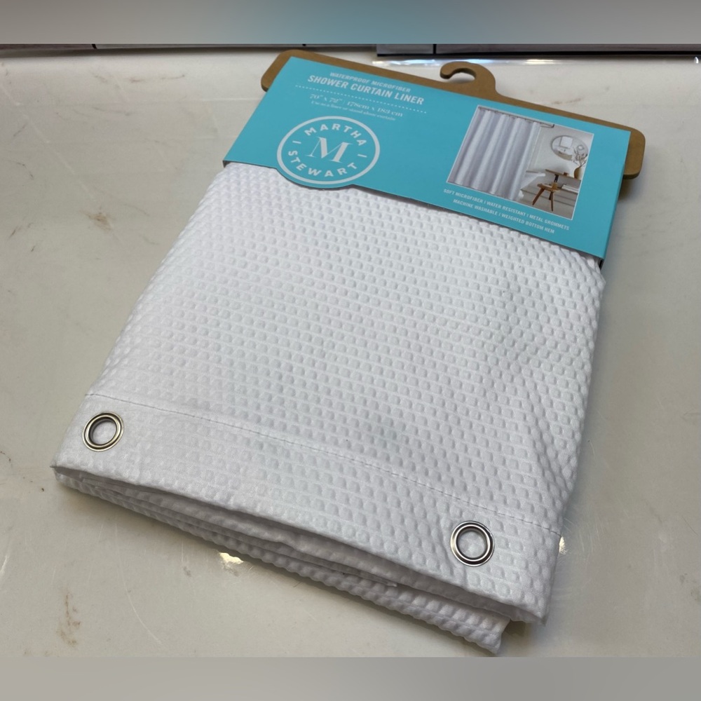 Martha Stewart ❤️Shower Curtain Liner waterproof soft microfiber white New